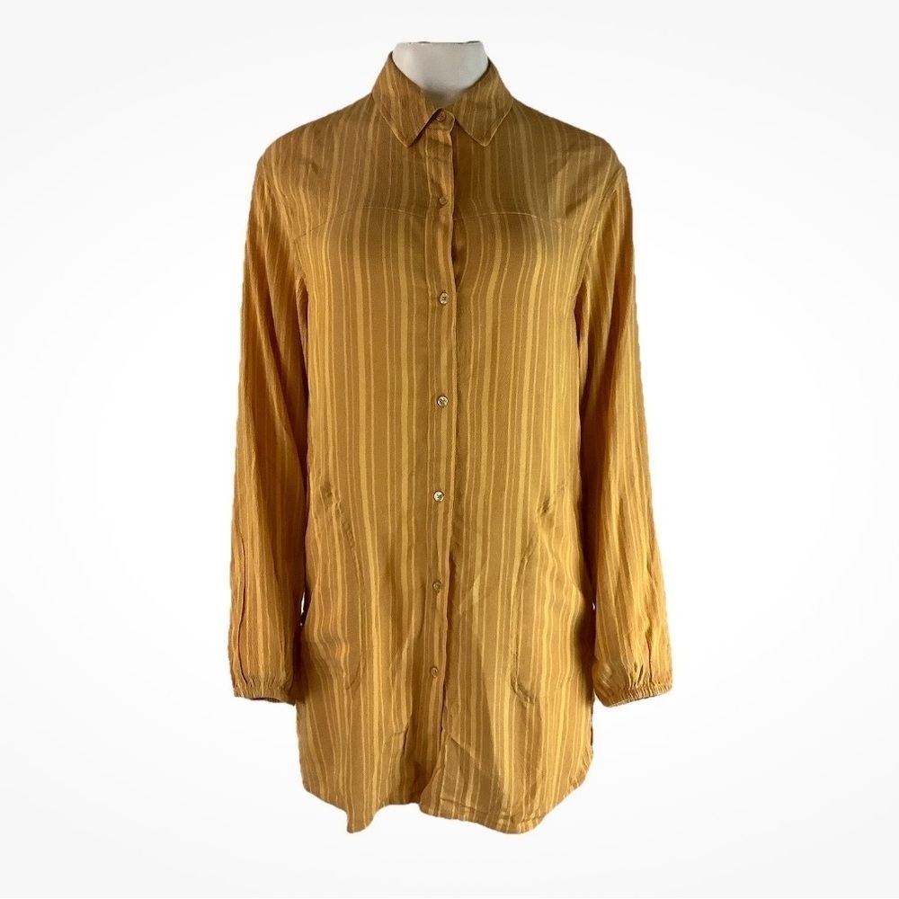 NWT Prana Sz S Fernie Beach Swim Cover Button Up Tunic Top Orange Tencel